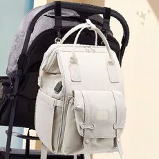출산 육아 수납 방수 백팩 기저귀 물티슈 젖병 보관 외출 엄마 가방, 아이보리