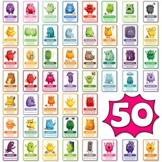 嗨購 50張 祝福日常心情明信片可愛卡通怪獸惡魔圖案文字卡片, 1個, T01043004