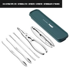 킹크랩가위 꽃게가위 스텐 랍스터 게포크 뼈가위 식당, 7점 게 먹기 세트 게 스푼 2개, 1개