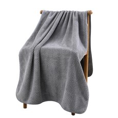 珊瑚絨運動毛巾浴巾：加厚吸水速乾健身毛巾，柔軟親膚沐浴巾, 1個, 菠蘿格灰色毛巾35*75cm