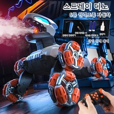 연기뿜는 무선조종 공룡, 단일배터리리튬배터리1세트+리모컨배터리+드라이버, 6륜스턴트 스프레이공룡  단일제어, 1개
