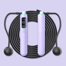 새로운 충전식 USB 전자 기술 점프 밧줄 와이어 조정 가능한 트레이너 디지털 무선 칼로리 카운터, 01 Purple