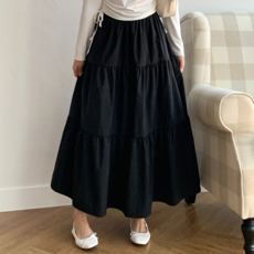 더한땀 빅사이즈 바스락 밴딩 캉캉 스커트