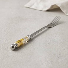 다이소 골드플라워 티포크 디저트 과일 포크 3개입 스테인리스 세트, 화이트_활자(Kitchen korea)
