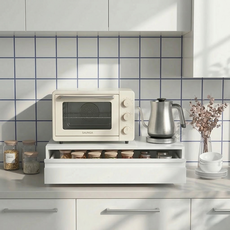 벨디즈 전자레인지 수납장 주방 밥솥 수납선반 트레이, 2단, 화이트