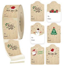 소단 크리스마스 답례품 다이어리꾸미기 방수 노트북 디저트카페 선물포장 데코 스티커, 1통, 사각베이지