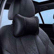 차량용 목베개 통기성 가죽 차량용목쿠션 고탄면 충전 자동차 목쿠션, 1개, 올블랙
