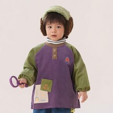 新品 寶寶長袖罩衣防水吃飯圍兜兒童羽絨服防髒護衣倒褂按扣反穿衣 副廠商品, 1個, 鈴蘭紫A,130碼 按寶寶穿的棉服尺碼拍, 鈴蘭紫A