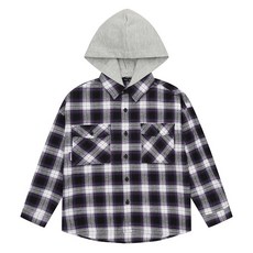 소이 여아 후드 탈부착 아웃포켓 체크 셔츠 21W5382 BK