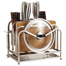 304不鏽鋼砧板菜刀餐具廚具瀝水收納架, 銀, 1個