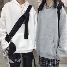 남여공용 겨울 커플룩 일반핏 앞포켓 기모 후드티, 블랙, FREE