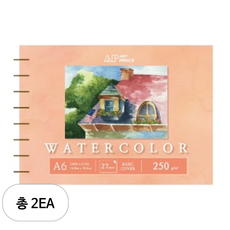 두성 아트프린스 워터컬러 수채화용 스프링 스케치북 250g W07, A6, 25매, 2개