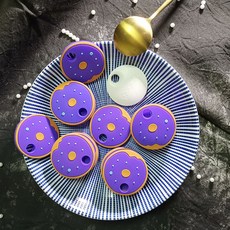 甜甜圈造型鑰匙圈 復古風格, 紫色鑰匙套, 1個