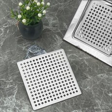 LOKEXING 욕실 바닥 사각 배수구 커버 덮개 304 스텐 교체, 9.5 cm