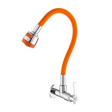 벽걸이 주방 단일 콜드 세면대 수도꼭지 로터리 믹서 스프레이, 5.크롬 및 오렌지 B