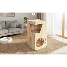 SUBORO 조립식 원목 강아지집 나무둥지 포근한 애견 하우스 고양이 숨숨집, 1개, 정면오픈형