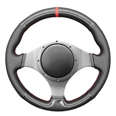 MEWANT 광택 탄소 섬유 및 극세사 가죽 핸들 커버 Mitsubishi Lancer Evolution EVO IX 9 2005-2006 / VIII 8 2003-2004용, 스타일 07: 광택 탄소 섬유 + PU 가죽