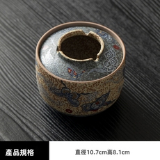 GUEFOON 陶瓷帶蓋防飛灰菸灰缸家用, 1個, 火石紅蝶舞風清菸灰缸:如圖所示（4698）