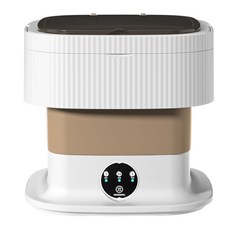 10公升大容量摺疊洗衣機，迷你便攜，藍光抑菌，觸控面板，底部排水，附贈瀝水籃和進水管, 高配版卡其色, 折疊洗衣機10L