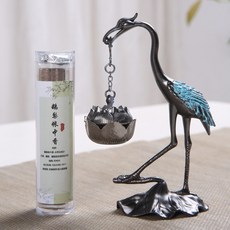 匠心小吊爐 龍騰祥雲仙鶴薰香吊爐 便攜線香爐 宣德爐 創意迷你檀香爐, 1個, 祥雲仙鶴薰香吊爐黑冠不含香片