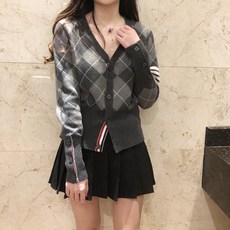 NARARA-ORI 女式針織阿蓋爾配色開衫高品質開衫