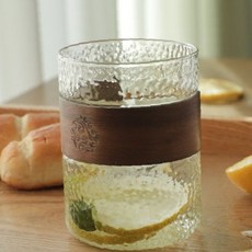 나무 홀더 내열 유리컵 차 마시기 홈카페 음료 컵 주방 식탁 테이블웨어 뜨거운, 1개, 에낙 내열유리컵 300ml