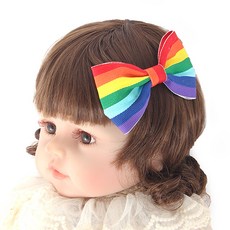 아랑로랑 레인보우리본 집게핀 헤어핀