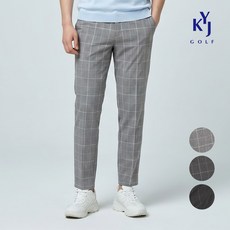 김영주골프 여름 체크 9부 스판 팬츠 뒷밴딩 남성 골프 바지 KQMMSL32
