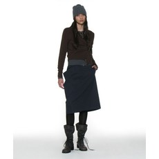 매장정품 파르티멘토 PARTIMENTO WOMEN 어시메트릭 드레이프 패널 미디 스커트_다크 네이비 PW-25137NY 688435