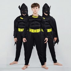 愛北鼻 萬聖節 英雄系列 男童 肌肉變裝服, 1個, 蝙蝠俠‍️變裝服送面罩,L碼