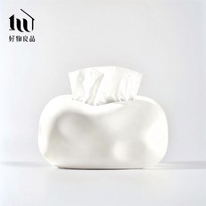 好物良品 北歐設計陶瓷衛生紙盒 雲朵面紙盒 藝術擺件, 白色