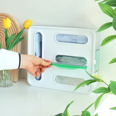 이지유 뽑아쓰는 지퍼백 정리함 비닐봉투 봉지 보관함 수납 케이스 4칸, 1개, 화이트