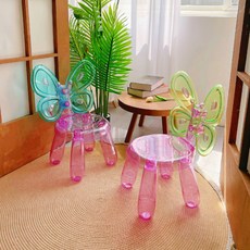 나비 의자 유치원 어린이집 아크릴 학습체어 컬러풀 공주의자 공주템 크리스마스 키즈 체어, 1개, 2_핑크+그린