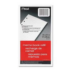 Mead 6링 메모북 리필 College Rule 6HP 17.1 x 9.5cm (6.75 3.75인치) 80장 흰색 1팩 (MEA46534-84926), Mead 6링 메모북 리필, College Rule,