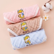 口水巾 純棉口水巾 紗佈小方巾 兒童手帕 新生嬰兒用品 幼兒洗臉毛巾 超軟毛巾, 1個, 6層棉紗 彩色小龍 3條裝 送掛鈎
