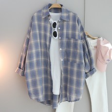 달콩 솔리드체크오버핏셔츠 빅사이즈 롱셔츠 루즈핏