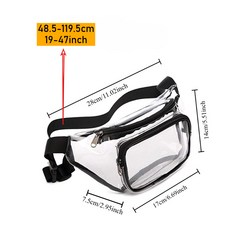투명 허리 가방 방수 패션 가슴 가방, 1개, 블랙