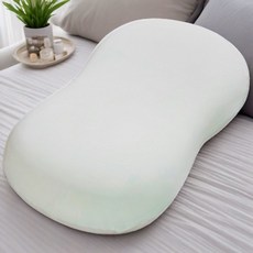 MAKABORO 메모리폼 베개 아이스 베개 타원형 수면 경추 베개, 그린