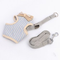 강아지 외출용 하네스 조끼타입 줄포함 애견줄, 블루라인 S