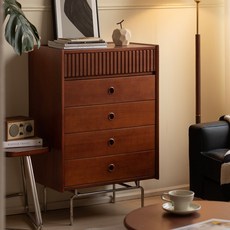 北歐實木五鬥櫃 - 中古臥室床尾櫃 黃楊木簡約家用日式客廳複古抽屜櫃, 五斗櫃【黃楊木】, 1個