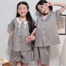 체크 초콜릿 국산 순면 아동 잠옷 여름 주니어 초등 학생 키즈 고급 선물 파자마