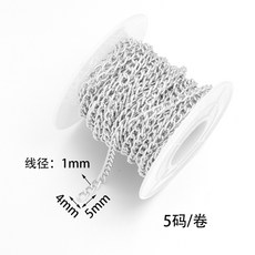 10 야드/롤 금속 철 체인 목걸이 링크 쥬얼리 만들기 발견을위한 대량 DIY 팔찌 액세서리, 06 4x5mm, 01 silver, 1개