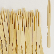 대나무 손잡이 꼬지 일회용 디저트 포크 대나무 과일 꼬지 나무 도시락 캠핑용 생일 음료