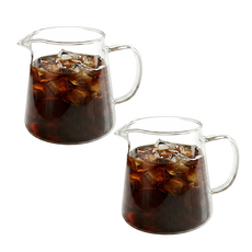 뾰족한 입구 내열유리 저그 머그컵 450ml, 2개, 투명