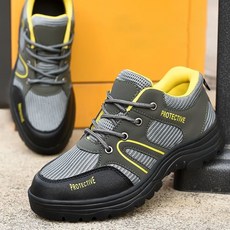 사계절 남자 경량 안전화 강철 앞코 보호화 통기성 작업화 스니커즈 미끄럼 방지