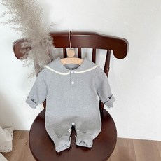 海軍領針織連身衣 秋冬新款 學院風 66-100, 1個, 現貨灰色,66