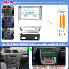 UAXDD 9인치 차량 프레임 밴드 어댑터 안드로이드 라디오 마운트 패널 키트 푸조 406 1999 2004용 페이시아, 05 For99 04 PEUGEOT 406