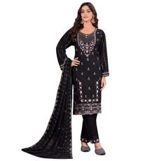 Stylesindia Women’s Georgette Embroidered Salwar Kameez Suit Set with Dupatta – Designer Ethnic Ku, R48-black