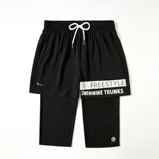 男士雙層五分泳褲 防尷尬速乾寬鬆大碼 溫泉游泳適用