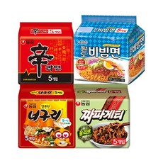 신라면5봉 + 너구리5봉 +짜파게티5봉 +비빔면5봉, 1세트